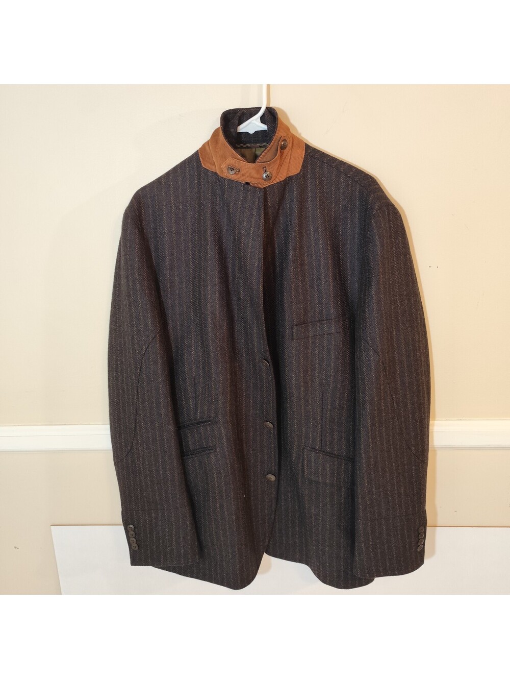 Kroon Ritchie Men’s Hybrid Pinstripe Herringbone Jacket Charcoal Size 44R